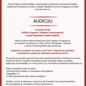 Audition for a female role in the opera The Pharmacist (Lo Speziale)